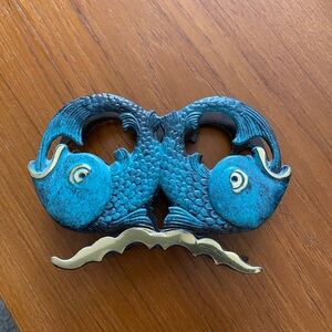 Artistic Blue and Gold Fish Decor